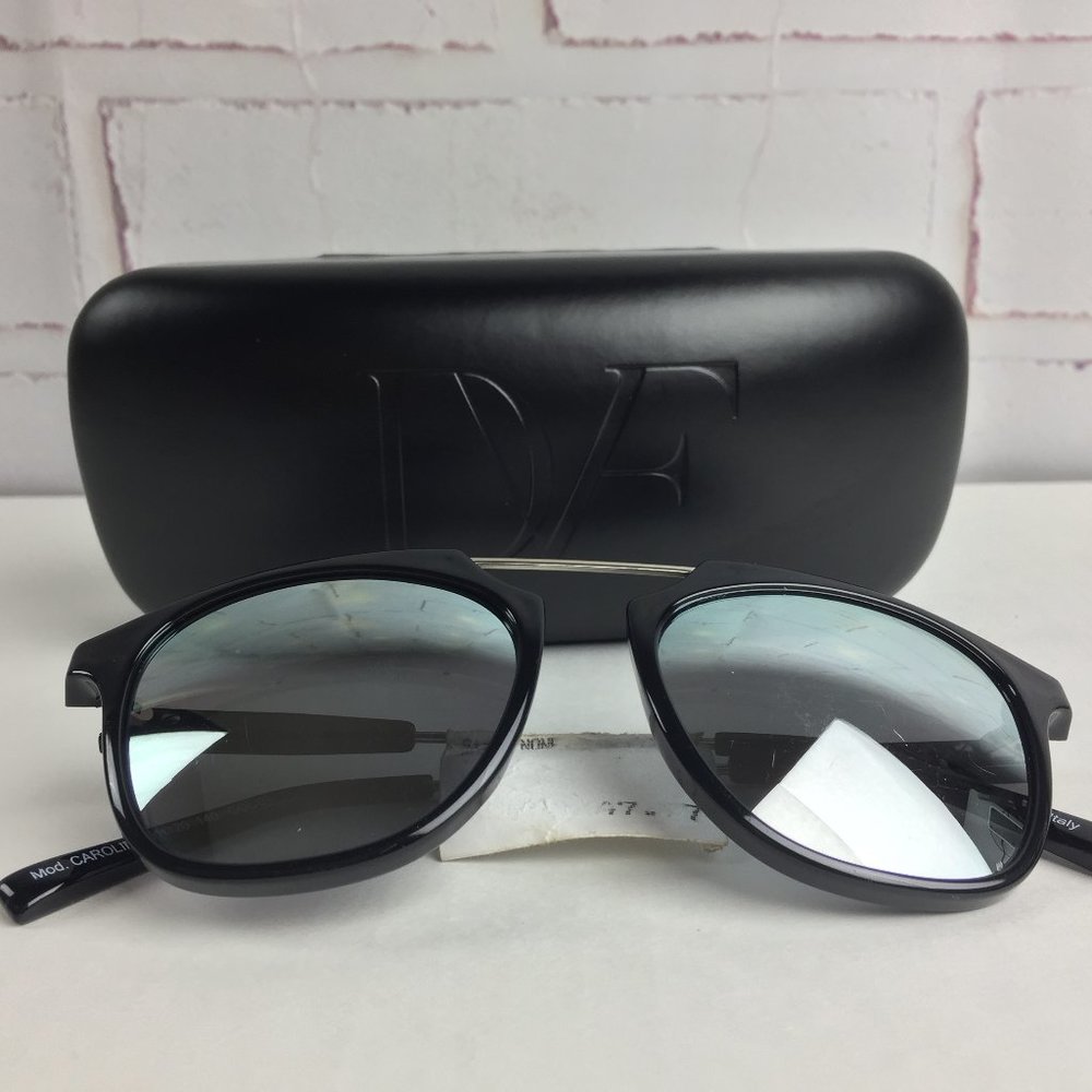 New: Diane Von Furstenberg Sunglasses/ Mirrored Black Rim - Picture 3 of 7